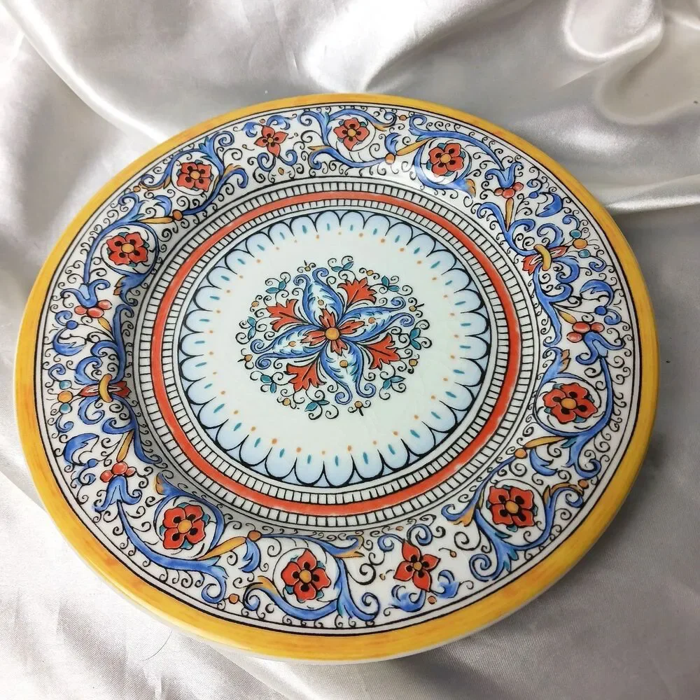 WORLD MARKET MADE IN PORTUGAL COLORFUL  8'' PLATE-CRAZING